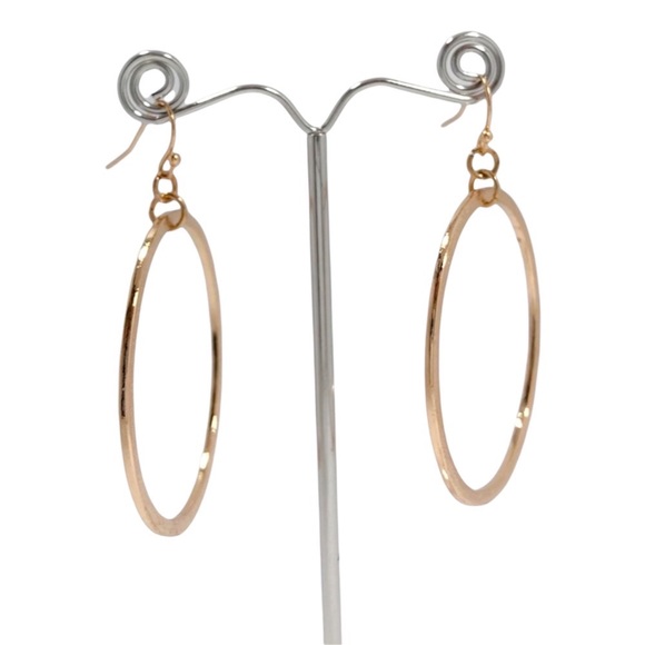 Gold Circle Dangle Earrings - Picture 2 of 3